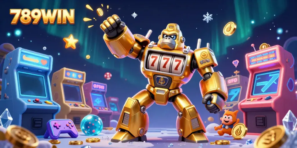 Experience thrilling gameplay at 789WIN with a golden gorilla mech transforming action!