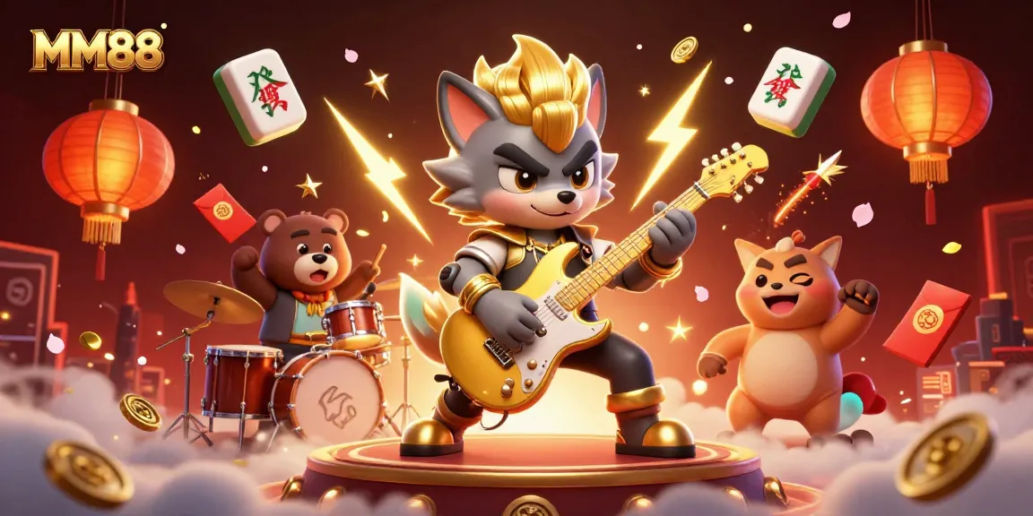 Experience the thrill with MM88's vibrant casino scene featuring electrifying performances and iconic game elements.