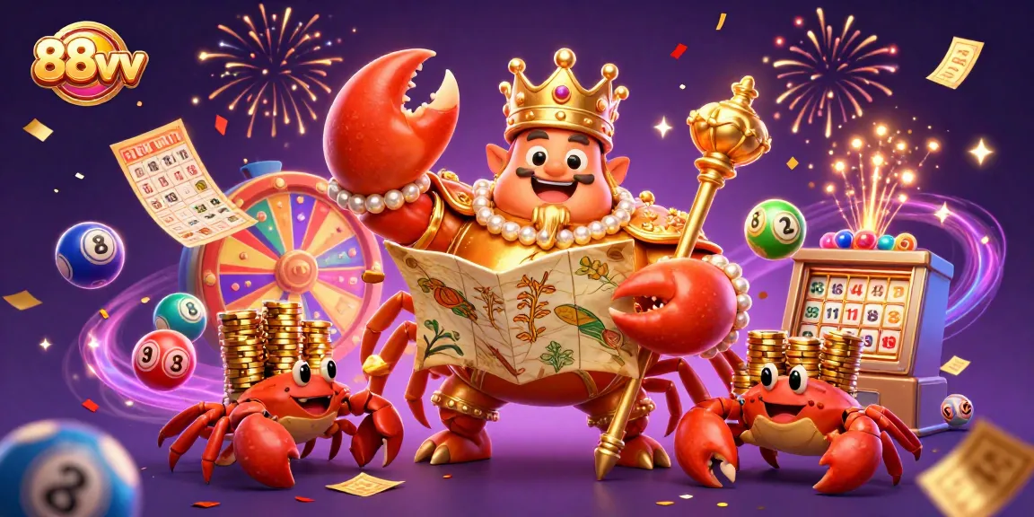 Engage in thrilling lottery gameplay with 88vv's vibrant characters and elements bursting with excitement.