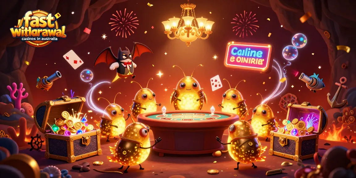 Experience the thrill of fast withdrawal casinos in Australia with vibrant glowworms lighting a dynamic scene.