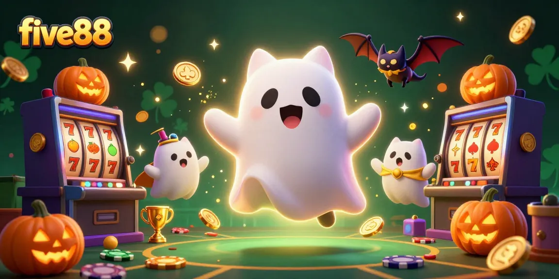 Engage with five88's thrilling slot games featuring a ghost cat and haunted casino elements.
